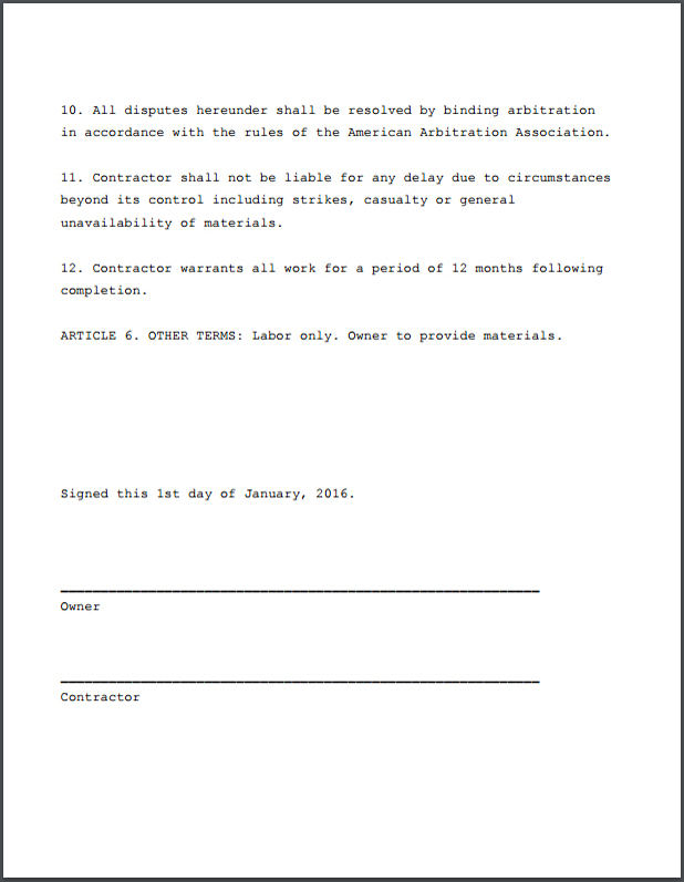 Contractor Agreement Page 3 of 3