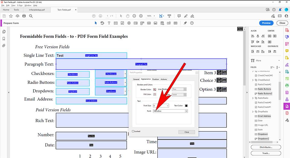 Change PDF Form Field Font